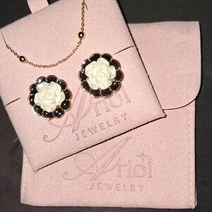 Gold and White Floral Gold Filled Jewelry Set